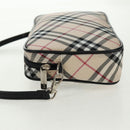 BURBERRY Nova Check Blue Label Hand Bag Nylon Beige Silver Auth am10585V-4