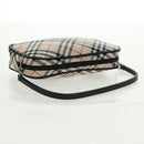 BURBERRY Nova Check Blue Label Hand Bag Nylon Beige Silver Auth am10585V-7