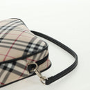 BURBERRY Nova Check Blue Label Hand Bag Nylon Beige Silver Auth am10585V-8