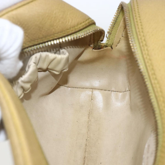 CHANEL COCO Mark Pouch Caviar Skin Yellow Gold CC Auth am10588