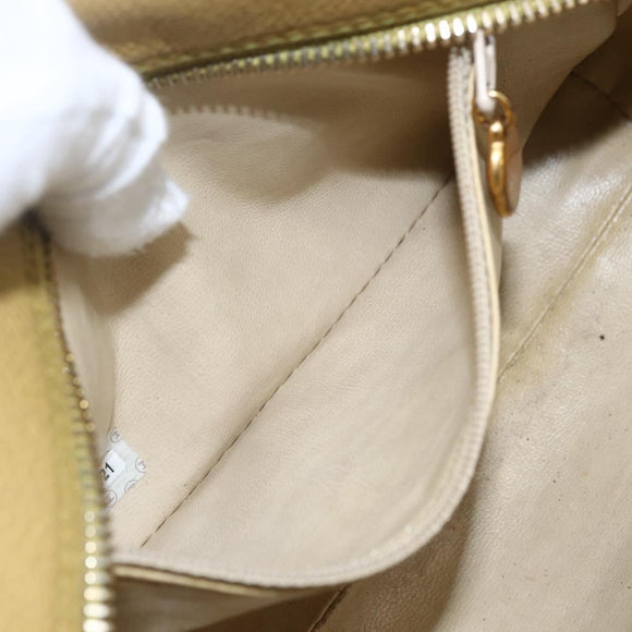 CHANEL COCO Mark Pouch Caviar Skin Yellow Gold CC Auth am10588