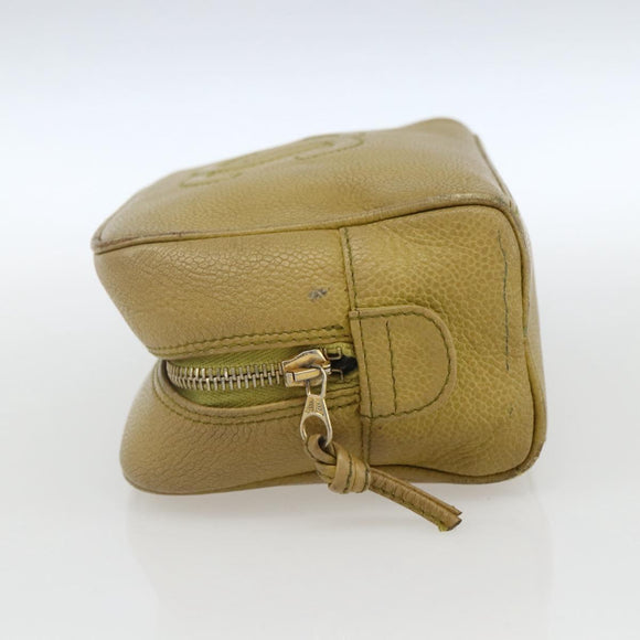 CHANEL COCO Mark Pouch Caviar Skin Yellow Gold CC Auth am10588