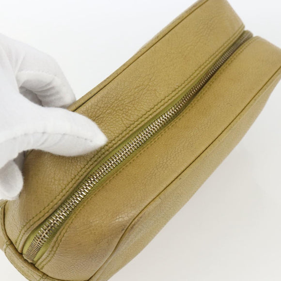 CHANEL COCO Mark Pouch Caviar Skin Yellow Gold CC Auth am10588