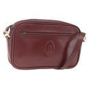 CARTIER Shoulder Bag Leather Bordeaux Gold Auth am10589-1