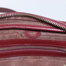 CARTIER Shoulder Bag Leather Bordeaux Gold Auth am10589-11
