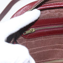 CARTIER Shoulder Bag Leather Bordeaux Gold Auth am10589-17