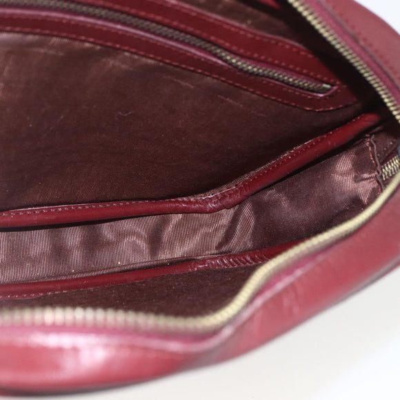 CARTIER Shoulder Bag Leather Bordeaux Gold Auth am10589