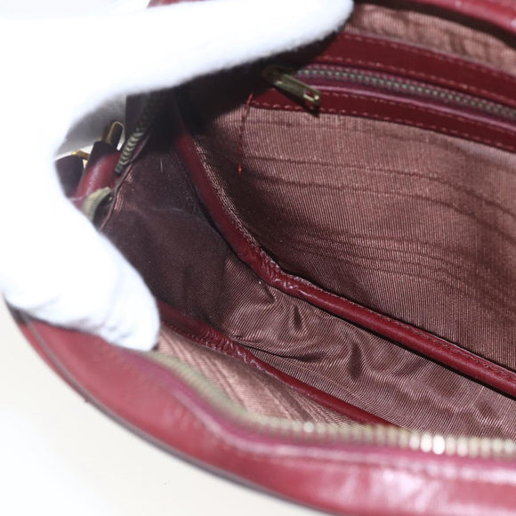 CARTIER Shoulder Bag Leather Bordeaux Gold Auth am10589