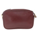 CARTIER Shoulder Bag Leather Bordeaux Gold Auth am10589-2