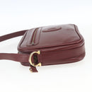 CARTIER Shoulder Bag Leather Bordeaux Gold Auth am10589-3