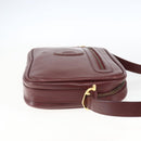 CARTIER Shoulder Bag Leather Bordeaux Gold Auth am10589-4