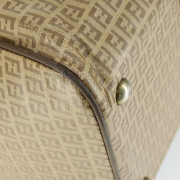 FENDI Zucchino Canvas Boston Tasche beschichteter Canvas Beige Gold Auth am10590