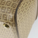 FENDI Zucchino Canvas Boston Tasche beschichteter Canvas Beige Gold Auth am10590-12