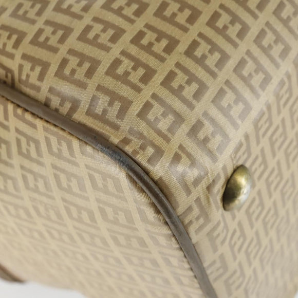 FENDI Zucchino Canvas Boston Tasche beschichteter Canvas Beige Gold Auth am10590