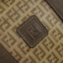 FENDI Zucchino Canvas Boston Tasche beschichteter Canvas Beige Gold Auth am10590-14