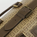 FENDI Zucchino Canvas Boston Tasche beschichteter Canvas Beige Gold Auth am10590-15