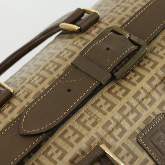 FENDI Zucchino Canvas Boston Tasche beschichteter Canvas Beige Gold Auth am10590