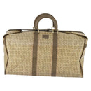 FENDI Zucchino Canvas Boston Tasche beschichteter Canvas Beige Gold Auth am10590-2