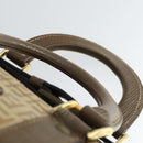 FENDI Zucchino Canvas Boston Tasche beschichteter Canvas Beige Gold Auth am10590-8