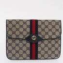 GUCCI GG Supreme Sherry Line Clutch Bag PVC Leather 2 Set Navy Auth am10592-11