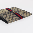 GUCCI GG Supreme Sherry Line Clutch Bag PVC Leather 2 Set Navy Auth am10592-14
