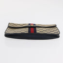GUCCI GG Supreme Sherry Line Clutch Bag PVC Leather 2 Set Navy Auth am10592-15