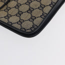 GUCCI GG Supreme Sherry Line Clutch Bag PVC Leather 2 Set Navy Auth am10592-16