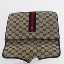 GUCCI GG Supreme Sherry Line Clutch Bag PVC Leather 2 Set Navy Auth am10592-17
