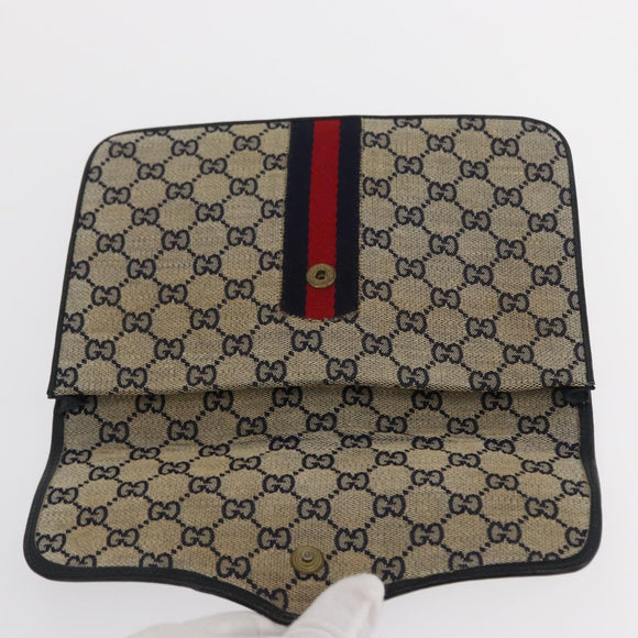 GUCCI GG Supreme Sherry Line Clutch Bag PVC Leather 2 Set Navy Auth am10592