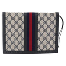GUCCI GG Supreme Sherry Line Clutch Bag PVC Leather 2 Set Navy Auth am10592-3