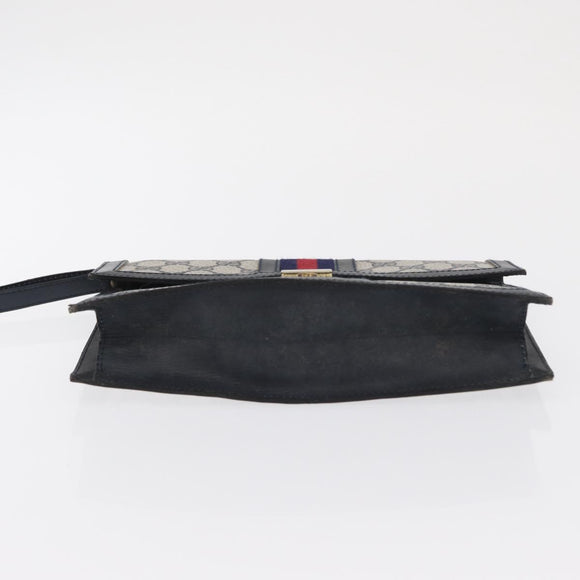 GUCCI GG Supreme Sherry Line Clutch Bag PVC Leather 2 Set Navy Auth am10592