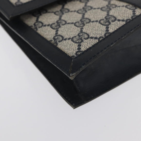 GUCCI GG Supreme Sherry Line Clutch Bag PVC Leather 2 Set Navy Auth am10592