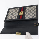 GUCCI GG Supreme Sherry Line Clutch Bag PVC Leather 2 Set Navy Auth am10592-9