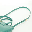 PRADA Hand Bag Safiano Leather 2way Gold Emerald Green Auth am10595V-11