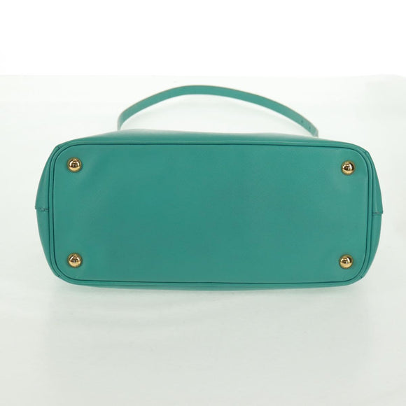 PRADA Hand Bag Safiano Leather 2way Gold Emerald Green Auth am10595V