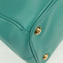 PRADA Hand Bag Safiano Leather 2way Gold Emerald Green Auth am10595V-13