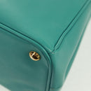 PRADA Hand Bag Safiano Leather 2way Gold Emerald Green Auth am10595V-14