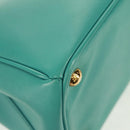 PRADA Hand Bag Safiano Leather 2way Gold Emerald Green Auth am10595V-15