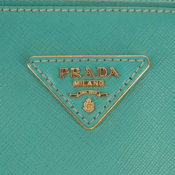 PRADA Hand Bag Safiano Leather 2way Gold Emerald Green Auth am10595V