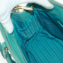 PRADA Hand Bag Safiano Leather 2way Gold Emerald Green Auth am10595V-22