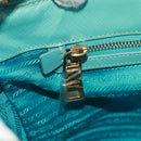 PRADA Hand Bag Safiano Leather 2way Gold Emerald Green Auth am10595V-23