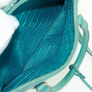 PRADA Hand Bag Safiano Leather 2way Gold Emerald Green Auth am10595V-26
