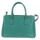 PRADA Hand Bag Safiano Leather 2way Gold Emerald Green Auth am10595V-3