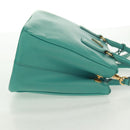 PRADA Hand Bag Safiano Leather 2way Gold Emerald Green Auth am10595V-5