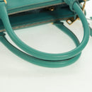 PRADA Hand Bag Safiano Leather 2way Gold Emerald Green Auth am10595V-7