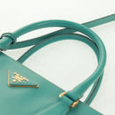 PRADA Hand Bag Safiano Leather 2way Gold Emerald Green Auth am10595V-8