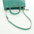 PRADA Hand Bag Safiano Leather 2way Gold Emerald Green Auth am10595V-9