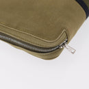 HERMES Fourre Tout Travel Case Canvas Khaki Auth am10597-7
