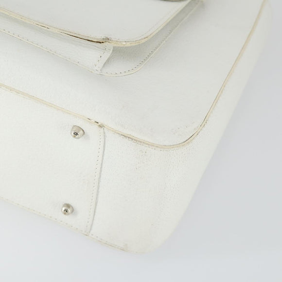 GUCCI Hand Bag Leather 2way White Silver 000 2058 0307 5 Auth am10598