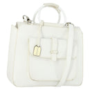 GUCCI Hand Bag Leather 2way White Silver 000 2058 0307 5 Auth am10598-1